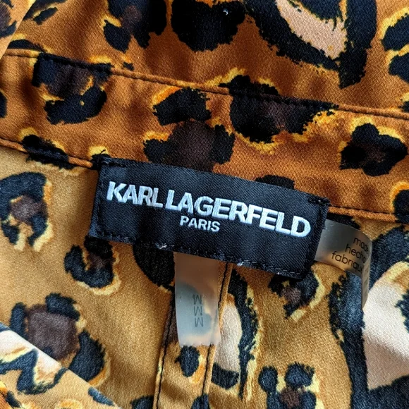 Karl Lagerfeld Paris Heart Print Long Sleeve Blouse - Picture 2 of 7